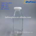 16oz 480ml french square glass juice milk bottle with screw plastic cap wholesale